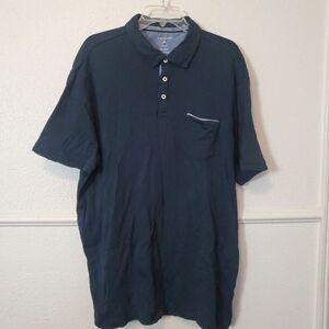 Tahari Polo Blue Fine Cotton Interlock Pocket Shirt Mens Size‎ XXL XXLarge